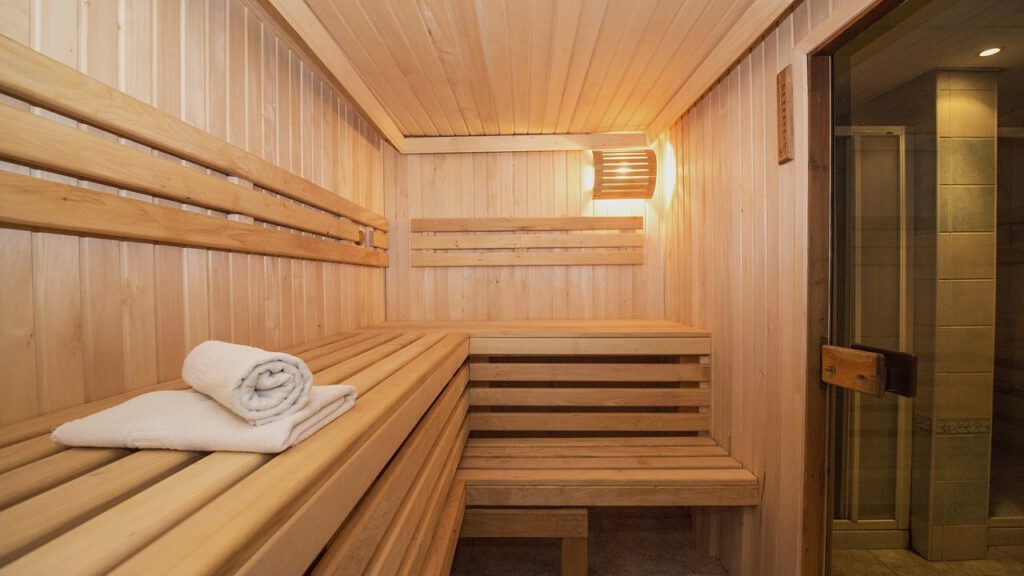 sauna w drewnianym domu